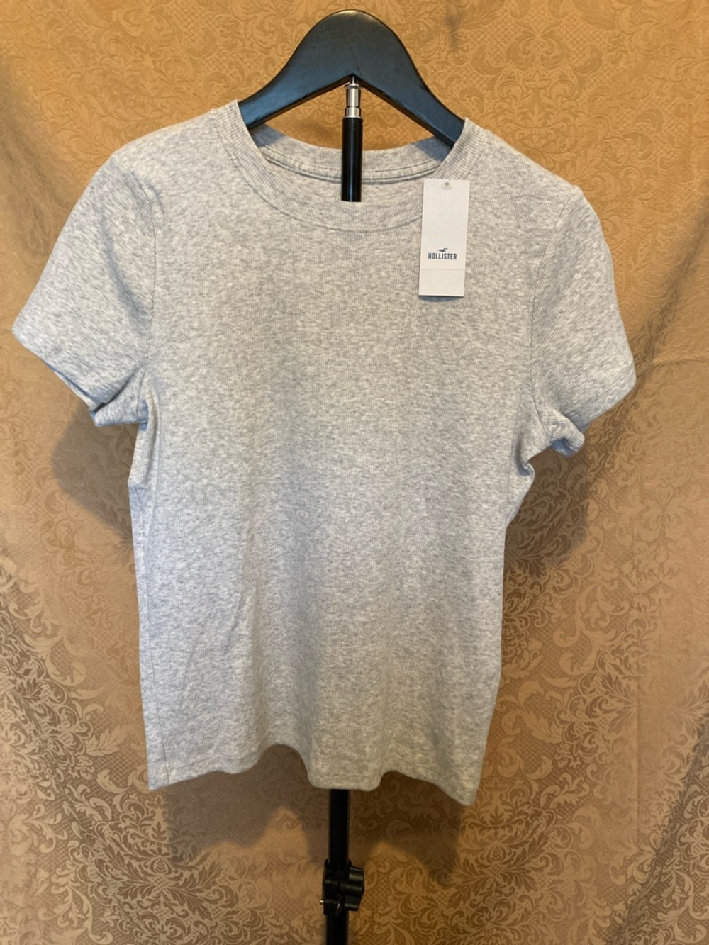 Hollister Light Heather Gray Classic Crew Tee Sz-Lg